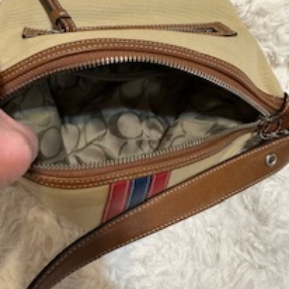 Vintage Coach Bag- Canvas with Leather Stripes - Picture 10 of 10